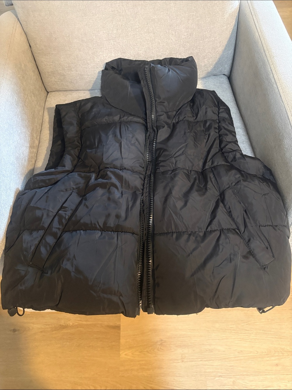 Women's Black Quilted Puffer Vest with High Collar